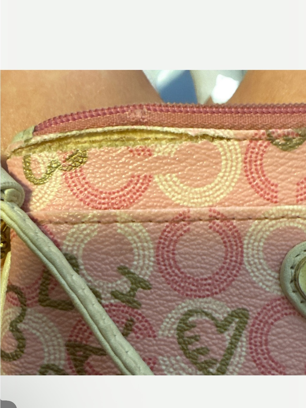 Coach Pink Signature Heart Wristlet with Gold Accent - Picture 5 of 5